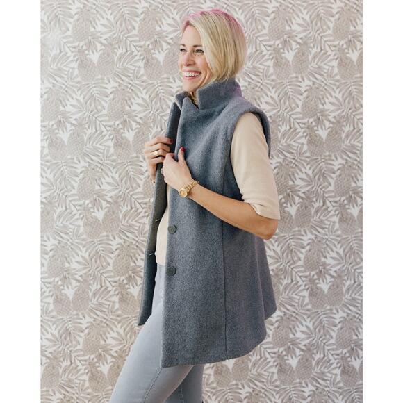 DUDLEY STEPHENS Pacific Vest Gray XL Sleeveless Longline Fleece Layering Jacket - Picture 1 of 12
